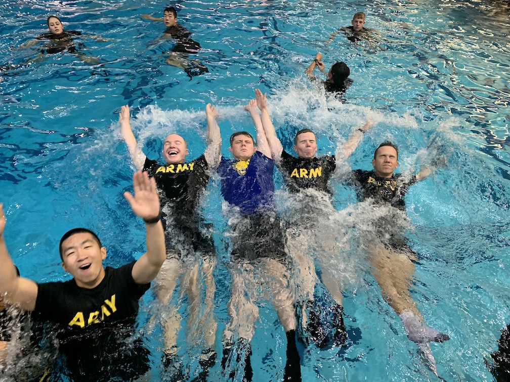 Cadets complete the combat water survival test